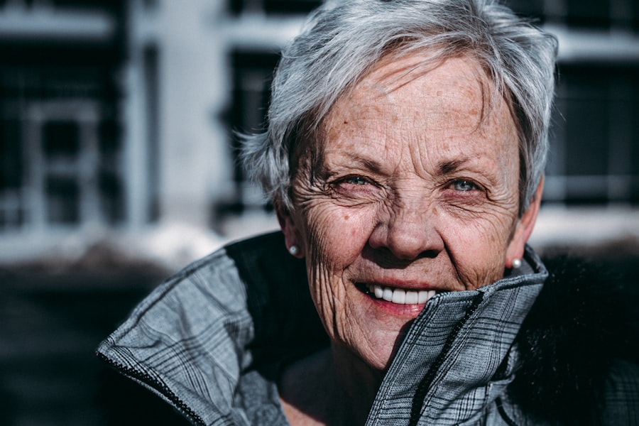 Smiling senior resident at an elder-care community